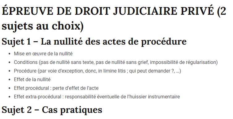 ÉPREUVE DE DROIT JUDICIAIRE PRIVÉ