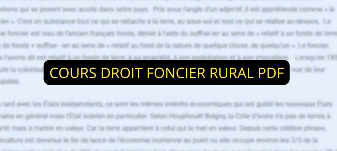 COURS DROIT FONCIER RURAL PDF